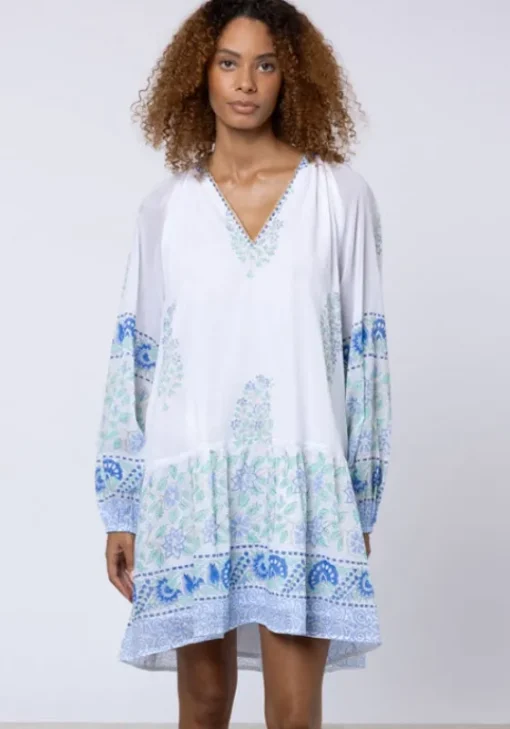 Fashion Juliet Dunn Paisley Print Frill Dress Periwinkle