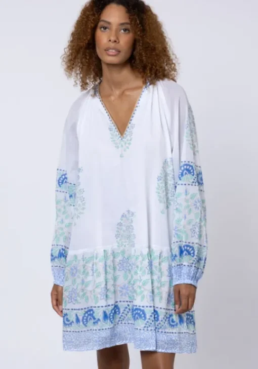 Fashion Juliet Dunn Paisley Print Frill Dress Periwinkle