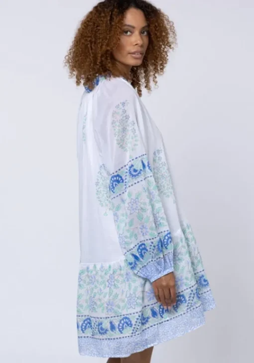 Fashion Juliet Dunn Paisley Print Frill Dress Periwinkle