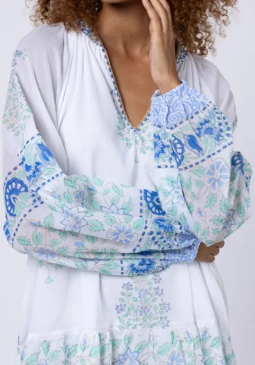 Fashion Juliet Dunn Paisley Print Frill Dress Periwinkle
