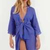 New Vix Swimwear Perola Knot Cover Up Ethereal Blue Etheral