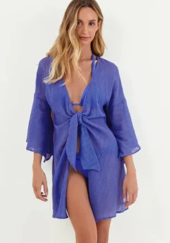 New Vix Swimwear Perola Knot Cover Up Ethereal Blue Etheral
