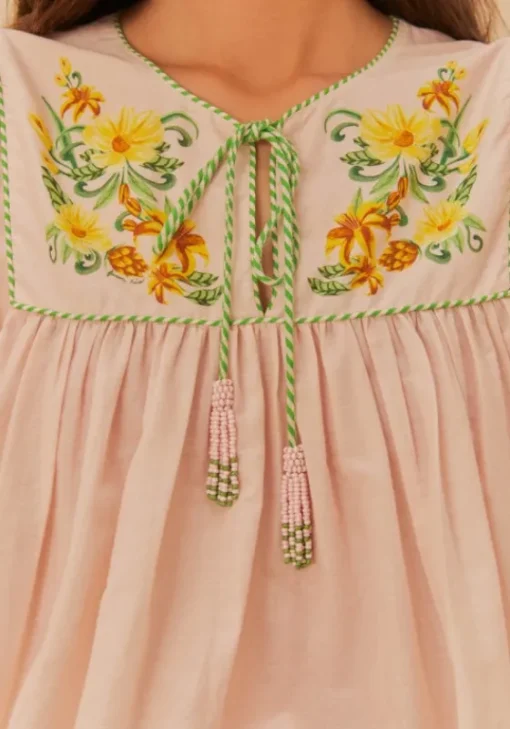 Online Farm Rio Pink Botanical Beauty Long Sleeve Blouse BotanicalBeautyPink
