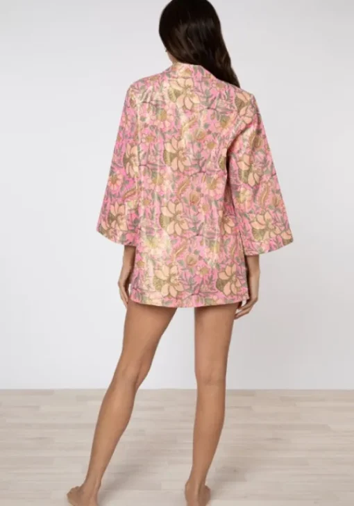 Sale Juliet Dunn Short Kimono Pink Floral