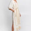 Clearance Greek Archaic Kori Pixel Belted Midi Kaftan