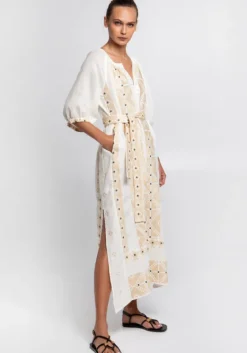 Clearance Greek Archaic Kori Pixel Belted Midi Kaftan
