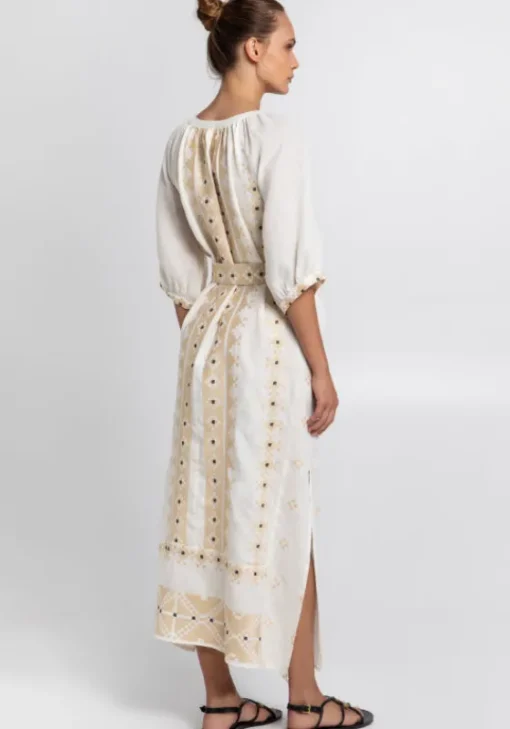 Clearance Greek Archaic Kori Pixel Belted Midi Kaftan