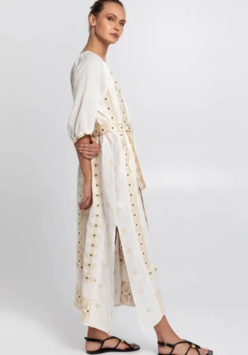 Clearance Greek Archaic Kori Pixel Belted Midi Kaftan