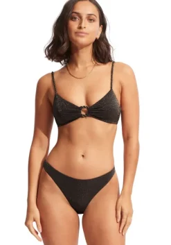 Clearance Seafolly Poolside Ring Front Bikini Sepia