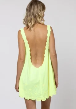 Sale Juliet Dunn Poplin Flower Low Back Dress Sherbet Lemon