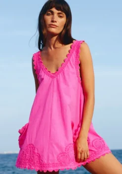 New Juliet Dunn Poplin Low Back Dress Indian Pink IndianPink