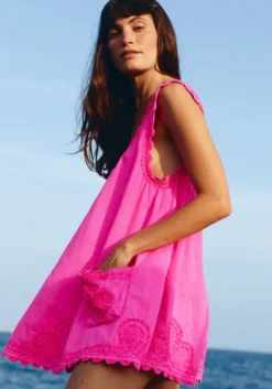 New Juliet Dunn Poplin Low Back Dress Indian Pink IndianPink