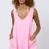 Fashion Juliet Dunn Poplin Low Back Dress Pink Grapefruit PinkGrapefruit
