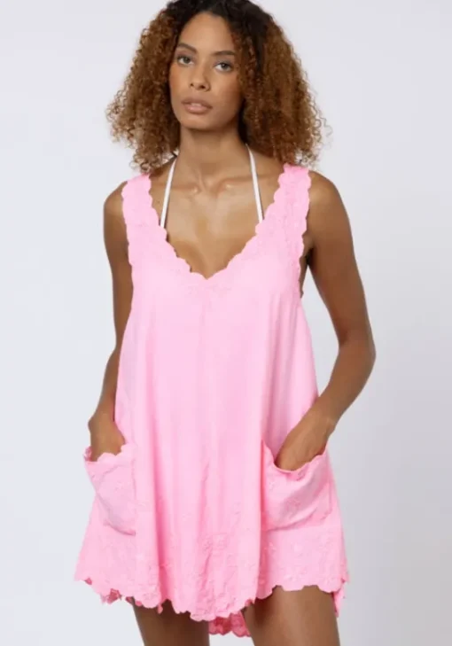 Fashion Juliet Dunn Poplin Low Back Dress Pink Grapefruit PinkGrapefruit