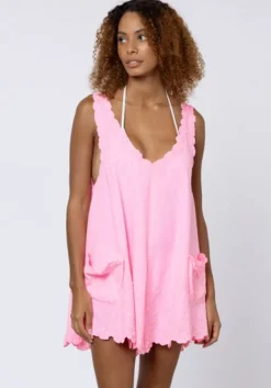 Fashion Juliet Dunn Poplin Low Back Dress Pink Grapefruit PinkGrapefruit