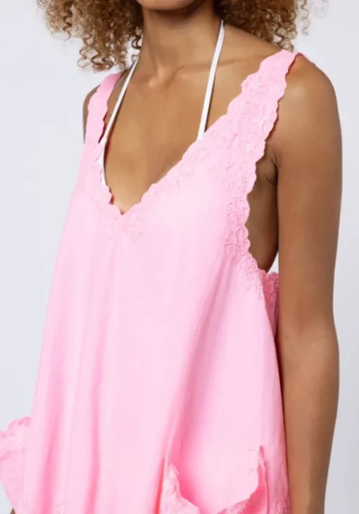 Fashion Juliet Dunn Poplin Low Back Dress Pink Grapefruit PinkGrapefruit