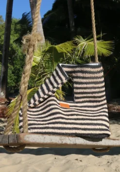 Fashion Seafolly Raffia Stripe Basket Bag Natural/Black