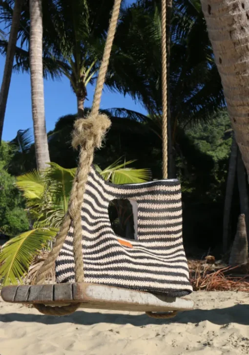 Fashion Seafolly Raffia Stripe Basket Bag Natural/Black