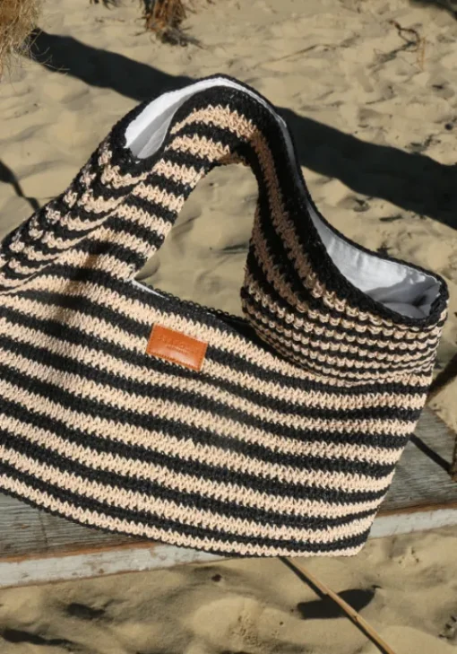 Fashion Seafolly Raffia Stripe Basket Bag Natural/Black