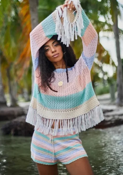 Online Pitusa Rainbow Crochet Shorts Pastel