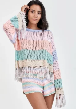 Online Pitusa Rainbow Crochet Shorts Pastel