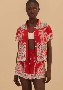 Clearance Farm Rio Palm Tree Shirt Red