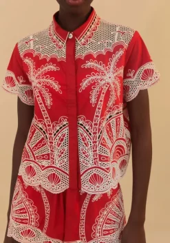 Clearance Farm Rio Palm Tree Shirt Red