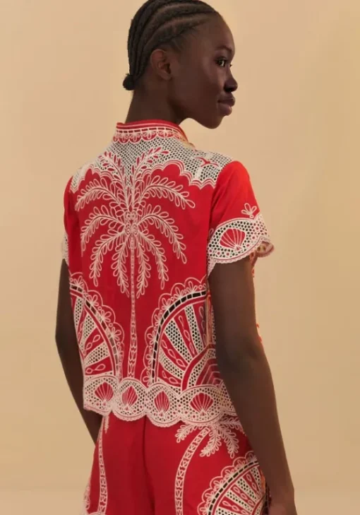 Clearance Farm Rio Palm Tree Shirt Red