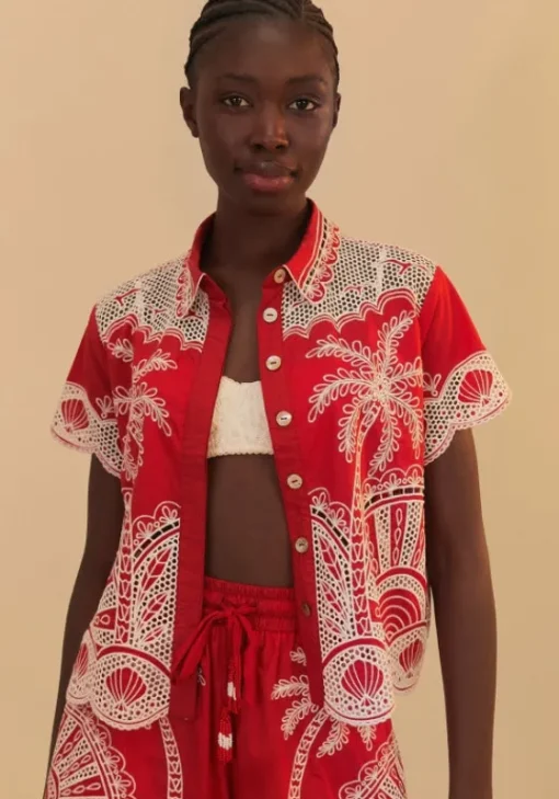 Clearance Farm Rio Palm Tree Shirt Red