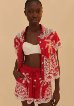 Sale Farm Rio Palm Tree Shorts Red