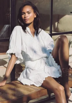 Discount Juliet Dunn Ric Rac Blouson Dress White