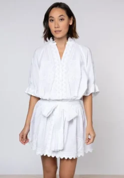 Discount Juliet Dunn Ric Rac Blouson Dress White