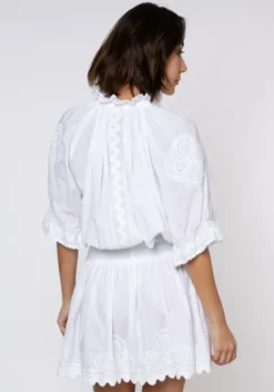 Discount Juliet Dunn Ric Rac Blouson Dress White