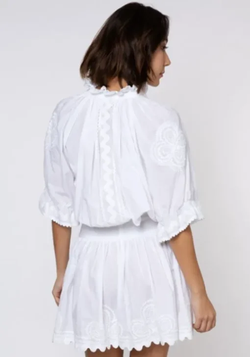 Discount Juliet Dunn Ric Rac Blouson Dress White