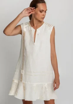 Sale Greek Archaic Kori Roots Sleeveless Mini Dress Natural