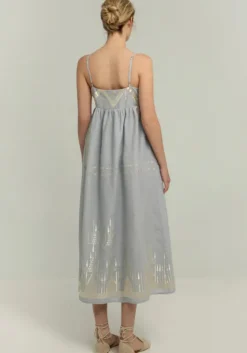 Hot Greek Archaic Kori Roots Strappy Midi Dress Grey