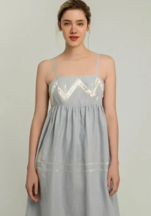 Hot Greek Archaic Kori Roots Strappy Midi Dress Grey