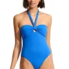 Discount Seafolly Sash Halter Swimsuit Blue