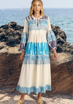 Hot Pearl & Caviar Scorpios Maxi Dress Blue
