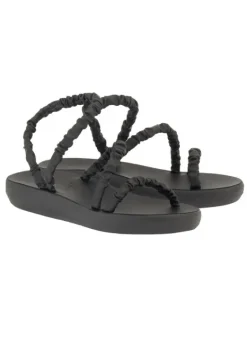 Online Ancient Greek Sandals Scrunchie Eleftheria Sandals Black