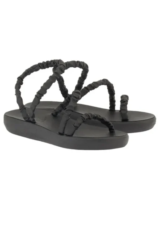 Online Ancient Greek Sandals Scrunchie Eleftheria Sandals Black