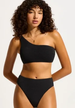 Clearance Seafolly Seadive One Shoulder Bikini Black