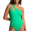 Hot Seafolly Seadive One Shoulder Keyhole Swimsuit Jade