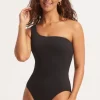 Hot Seafolly Seadive One Shoulder Swimsuit Black