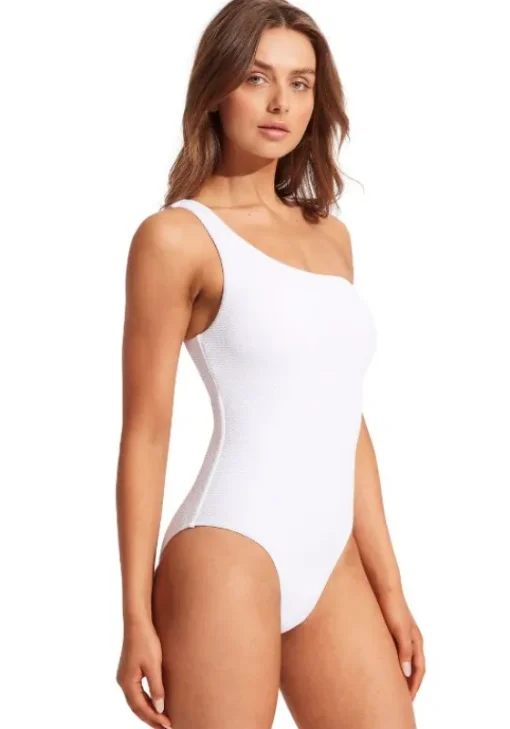 Best Seafolly Seadive One Shoulder Swimsuit White
