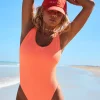 Sale Seafolly Seadive Retro Swimsuit Peach Pink