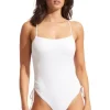 Sale Seafolly Seadive Scoop Neck Swimsuit White
