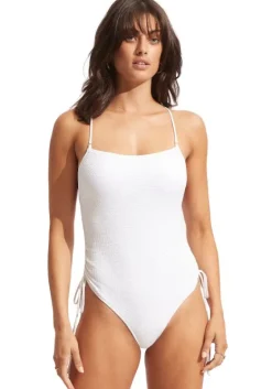 Sale Seafolly Seadive Scoop Neck Swimsuit White