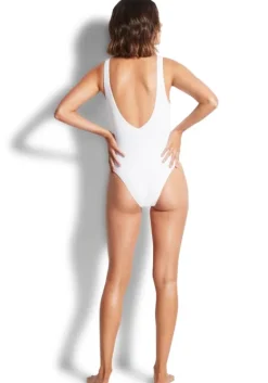Discount Seafolly Seadive V Swimsuit White