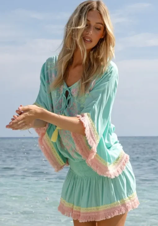 Sale Miss June Sejla Kaftan Aqua